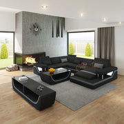 U-Shaped Fabric Sofa | Dual Color 5-Seater | Expandable Lounge (Black, White, Brown, Green, Cream, Cherry, Red, Blue, Grey & Caramel) R6082